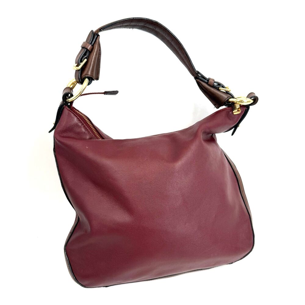 Lauren Ralph Lauren Hobo Shoulder Bag Purse Burgundy Minimalist Quiet Luxury